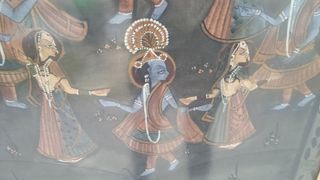 Cuadro tapiz seda India Palacio Angkor antiguedad