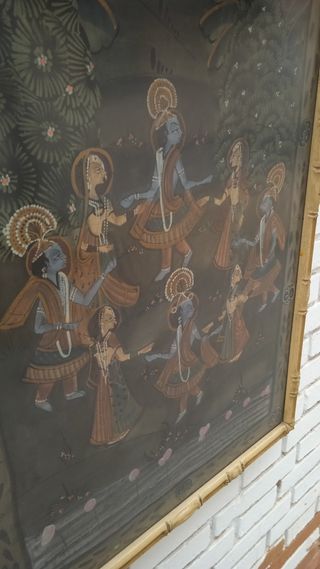 Cuadro tapiz seda India Palacio Angkor antiguedad