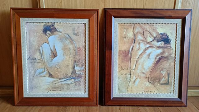 Pareja de cuadros desnudo masculino y femenino