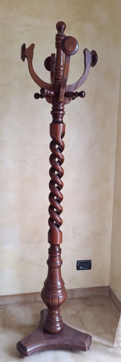 Appendiabiti in Legno a Colonna Vintage Anni ‘80