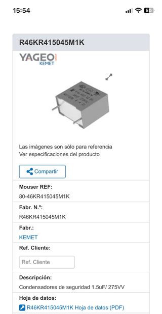 Condensador Seguridad R46KR415045M1K