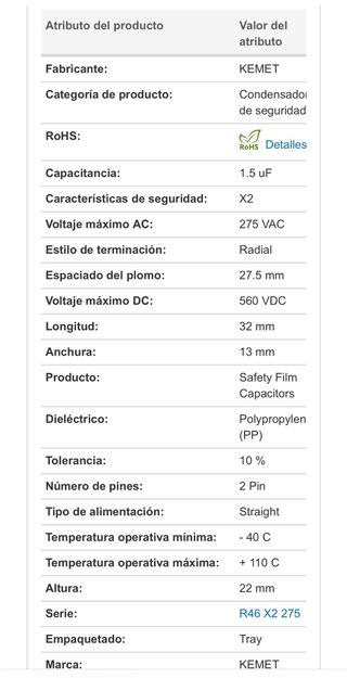 Condensador Seguridad R46KR415045M1K