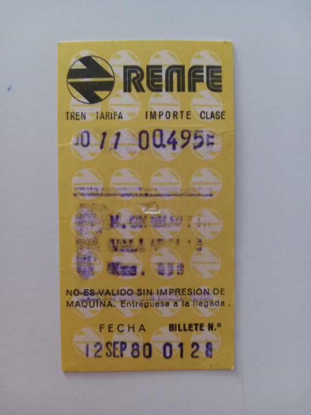 Ticket antiguo de renfe