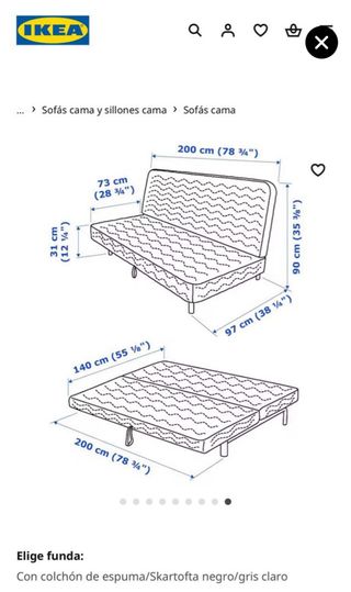 Sofa cama IKEA plegable