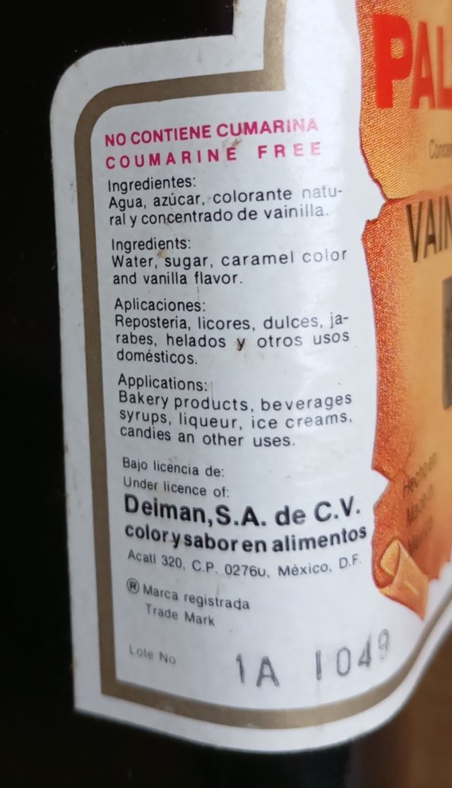 PALAPA VAINILLA ANTIGUA AÑO 2001 MÉXICO