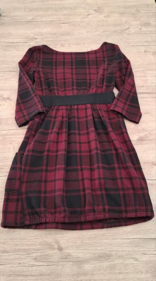 Vestido cuadros burdeos