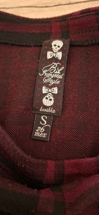 Vestido cuadros burdeos