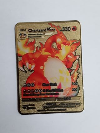 Carta pokemon dorada charizard Vmax metalica