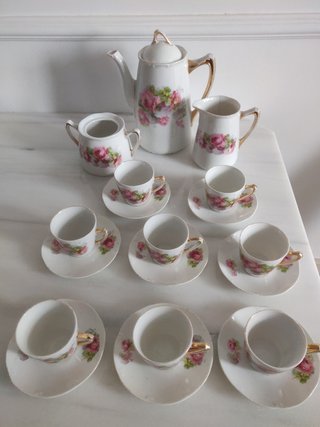Juego de café de porcelana antiguo