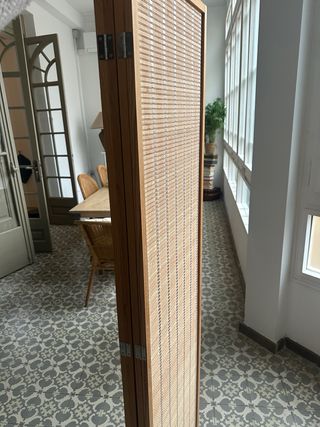 Mampara de madera y bambu natural de 4 paneles