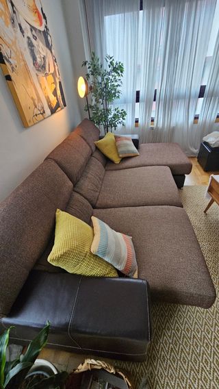 Sofa chaise longue extensible base de piel