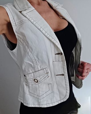 Chaleco vaquero blanco mujer