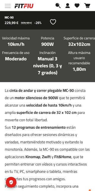 Cinta de correr Fitfiu C-90