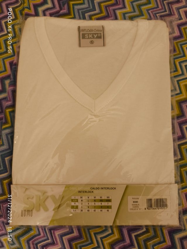 magliette Sky caldo cotone scollo a V