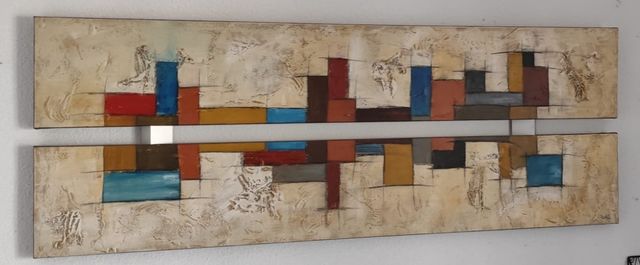 Cuadro díptico tonos tierra y azules