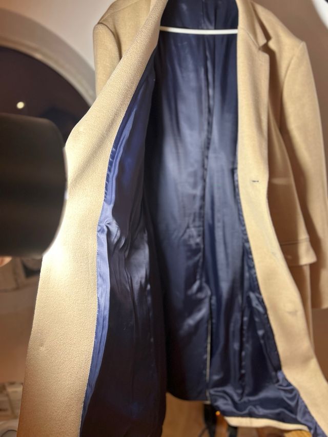 Abrigo en paño con lana hombre camel