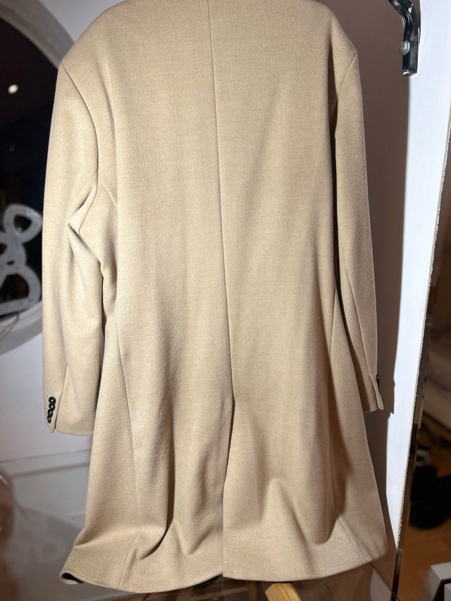 Abrigo en paño con lana hombre camel