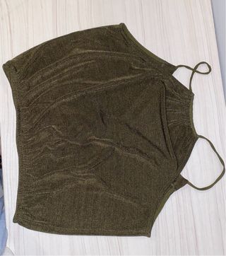 Top Tirantes Verde con brillo Bershka S