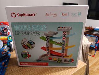 Tobogán coches carreras madera en su caja original