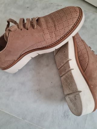 Zapatos cordones Antea ,36 antelina, color camel