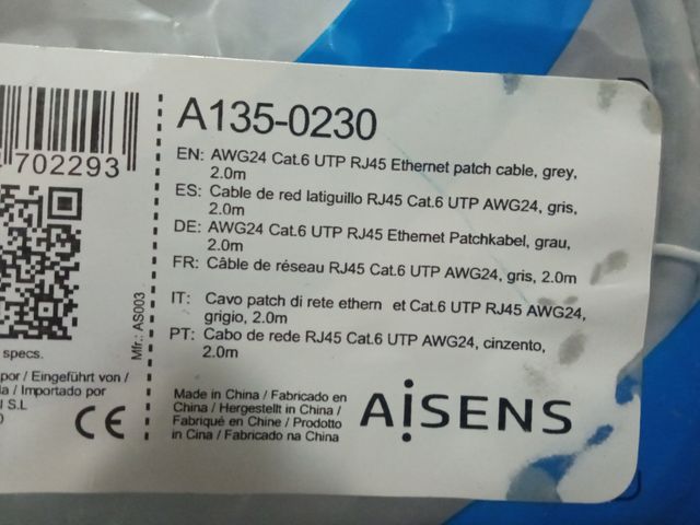 Cable de red RJ45 2 metros