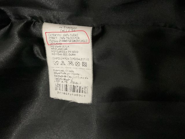 Abrigo3/4 de cuero con cuello de zorro desmontable