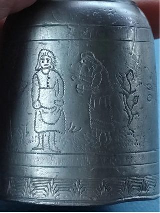 Antico flacone peltro cesellato 1800/1830