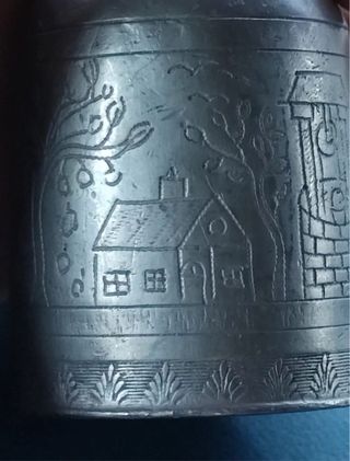 Antico flacone peltro cesellato 1800/1830