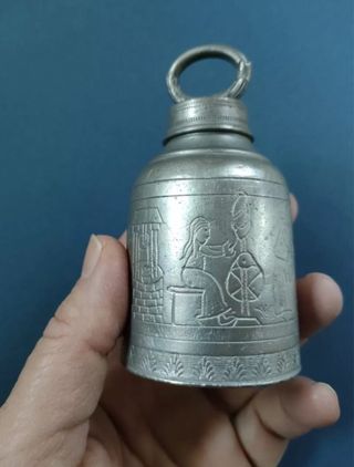 Antico flacone peltro cesellato 1800/1830