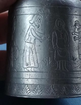 Antico flacone peltro cesellato 1800/1830