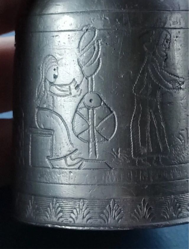 Antico flacone peltro cesellato 1800/1830