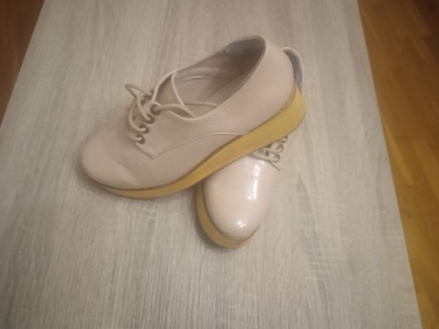 Zapatos planos cordones color nude del35