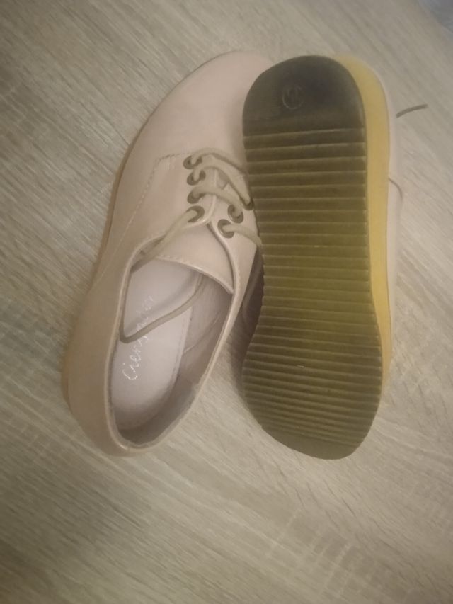 Zapatos planos cordones color nude del35