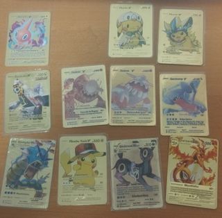 Cartas Metalicas+Gigante+Doradas+Sobre POKEMON