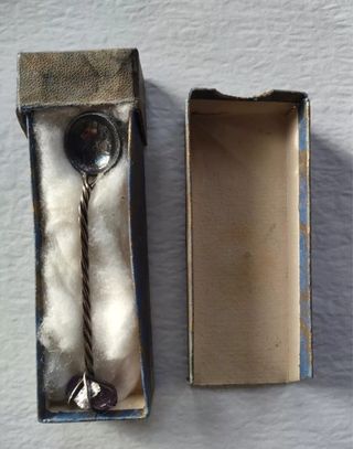 Cucchiaino antico moneta argento e ametista