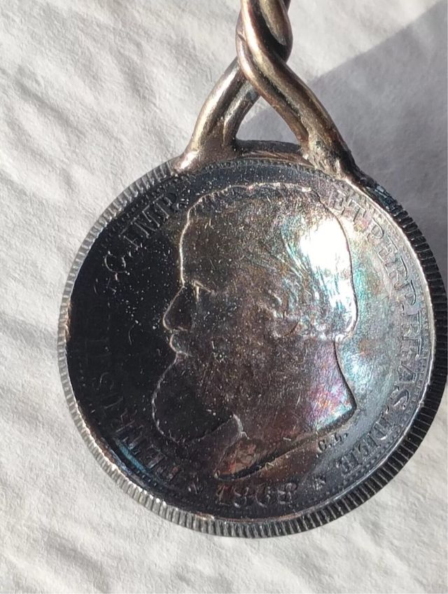 Cucchiaino antico moneta argento e ametista