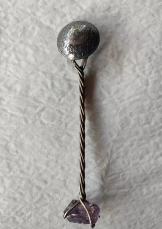 Cucchiaino antico moneta argento e ametista