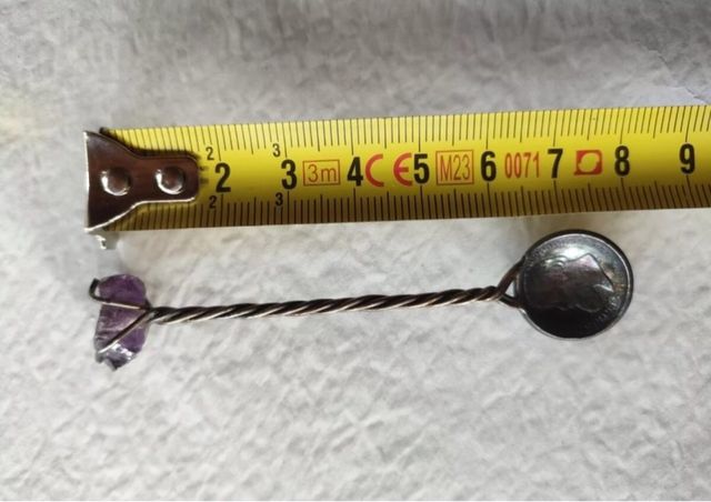 Cucchiaino antico moneta argento e ametista