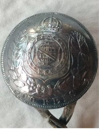 Cucchiaino antico moneta argento e ametista