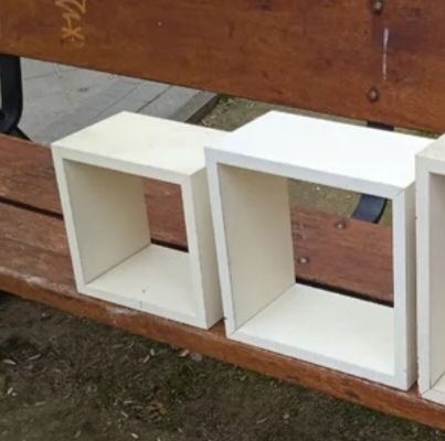 Estantería madera maciza cuadrada 2 cubos vintage