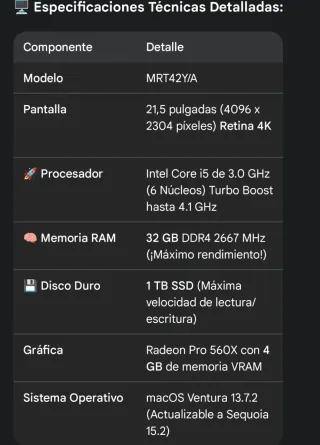 iMac 4K + 32Gb RAM + 1 Tb SSD