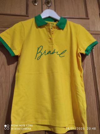 Polo mujer Brasil amarillo y verde