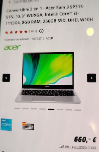 Portatile Acer Spin 3 Offerta da 660€ a 200€ Perfetto
