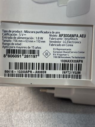 LG PuriCare Mascarilla purificadora de aire