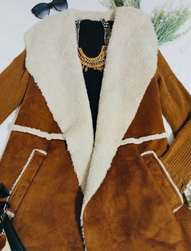 Casaco camurça e lã