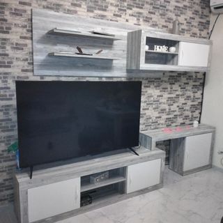 Comedor completo gris y balnco