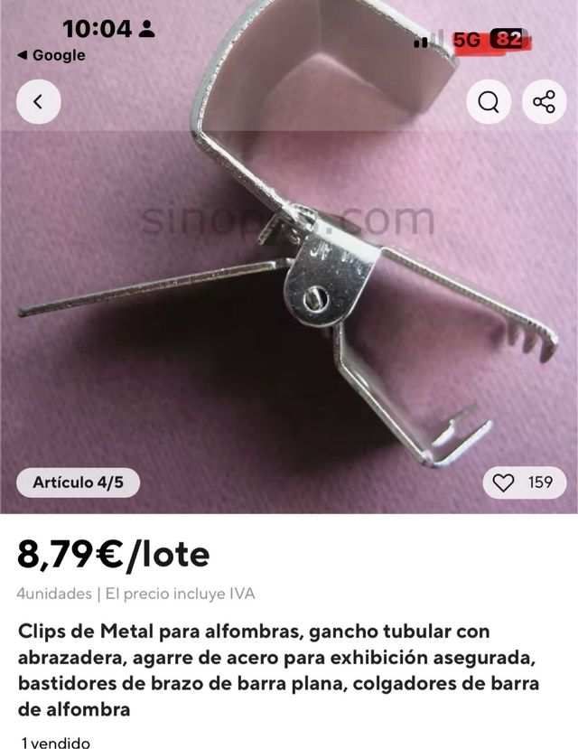 Gancho clips para alfombra