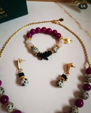 Conjunto piedras naturales y acero inox