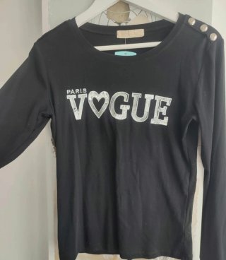 Camiseta negra elástica mujer manga
