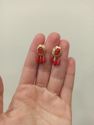Corales Oro Camafeo Rojos